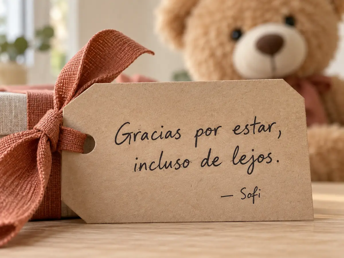 Tarjeta con una dedicatoria impresa